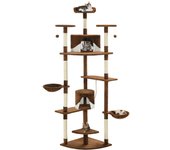 vidaXL Rascador para gatos con poste de sisal marrón y blanco 203 cm