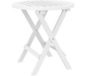 vidaXL Mesa de jardín plegable madera maciza de acacia blanco Ø 46 cm