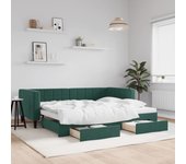 vidaXL Sofá cama nido con cajones terciopelo verde oscuro 90x200 cm