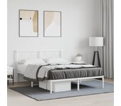vidaXL Estructura cama sin colchón con cabecero metal blanco 135x190cm