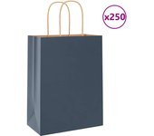 vidaXL Bolsas de papel con asas 250 uds azul 21x11x28 cm