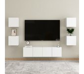 vidaXL Juego de mueble para TV de 6 piezas aglomerado blanco
