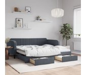 vidaXL Sofá cama nido con cajones terciopelo gris oscuro 90x190 cm
