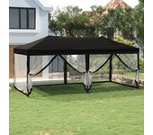 vidaXL Carpa para fiestas plegable con paredes laterales negra 3x6 m
