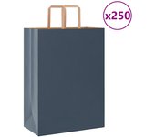 vidaXL Bolsas de papel con asas 250 uds azul 32x17x44 cm