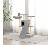 vidaXL Rascador para gatos con postes de sisal gris claro 83 cm