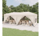 vidaXL Carpa para fiestas plegable con paredes laterales crema 3x6 m