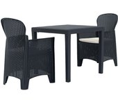 vidaXL Mesa y sillas de jardín 3 piezas plástico gris aspecto ratán