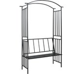 vidaXL Arco de jardín con banco hierro negro 128x50x207 cm