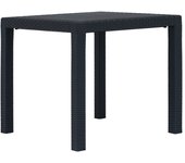 vidaXL Mesa de jardín plástico aspecto ratán gris antracita 79x79x72 cm