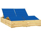 vidaXL Tumbona doble y cojines madera pino impregnada azul royal