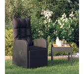 vidaXL Sillón reclinable de jardín con cojines ratán sintético negro