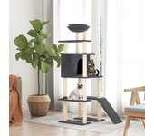 vidaXL Rascador para gatos con postes de sisal gris oscuro 166 cm