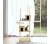 vidaXL Rascador para gatos con postes de sisal color crema 141 cm