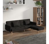 vidaXL Sofá cama 2 plazas con 2 cojines y reposapiés tela gris oscuro