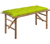 vidaXL Banco de jardín plegable con cojín bambú 118 cm