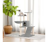 vidaXL Rascador para gatos con postes de sisal gris claro 94 cm