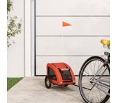 vidaXL Remolque de bicicleta mascotas hierro tela Oxford naranja