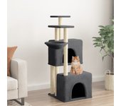 vidaXL Rascador para gatos con postes de sisal gris oscuro 122 cm