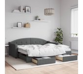 vidaXL Sofá cama nido con cajones tela gris oscuro 90x190 cm