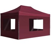 vidaXL Carpa plegable profesional y paredes aluminio rojo tinto 4,5x3m