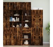 vidaXL Armario estrecho madera ingeniería roble ahumado 45x42,5x225 cm