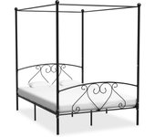 vidaXL Estructura cama con dosel sin colchón metal negro 160x200 cm