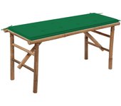 vidaXL Banco de jardín plegable con cojín bambú 118 cm