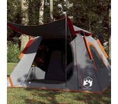 vidaXL Tienda de campaña iglú 4 personas apertura rápida gris/naranja