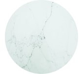 vidaXL Tablero de mesa diseño mármol vidrio templado blanco Ø80x1 cm