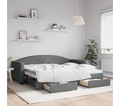 vidaXL Sofá cama nido con cajones tela gris oscuro 90x200 cm