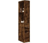 vidaXL Armario de baño estrecho con ruedas madera roble ahumado