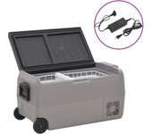 vidaXL Nevera con ruedas y adaptador PP y PE negro y gris 36 L