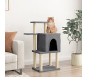 vidaXL Rascador para gatos con postes de sisal gris oscuro 97 cm