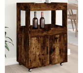 vidaXL Carrito de bar madera de ingeniería roble ahumado 60x39,5x89 cm