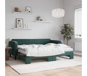 vidaXL Sofá cama nido con colchón terciopelo verde oscuro 90x200 cm
