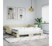 vidaXL Sofá cama nido con colchón cuero sintético crema 90x200 cm