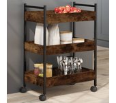vidaXL Carrito de cocina madera ingeniería roble ahumado 50x30x70 cm