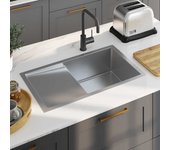 vidaXL Fregadero de cocina hecho a mano de acero inoxidable