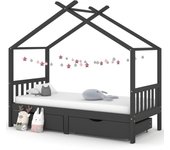 vidaXL Estructura de cama infantil y cajones madera pino gris 90x200cm