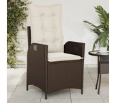vidaXL Sillón reclinable de jardín con cojines ratán sintético marrón