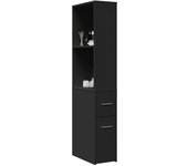 vidaXL Armario de baño estrecho con ruedas madera de ingeniería negro