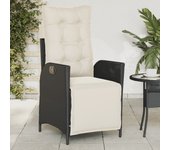 vidaXL Sillón reclinable de jardín con reposapiés ratán PE negro