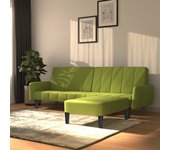 vidaXL Sofá cama de 2 plazas con reposapiés terciopelo verde claro