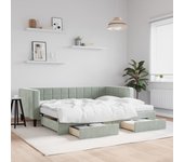vidaXL Sofá cama nido con cajones terciopelo gris claro 90x190 cm