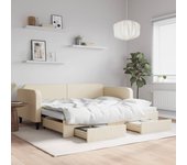 vidaXL Sofá cama nido con cajones tela color crema 90x200 cm