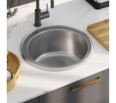 vidaXL Fregadero de cocina con colador y sifón de acero inoxidable