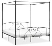 vidaXL Estructura cama con dosel sin colchón metal gris 180x200 cm