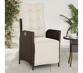 vidaXL Sillón reclinable de jardín con reposapiés ratán PE marrón