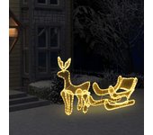 vidaXL Luces de Navidad de reno y trineo con malla 432 LEDs